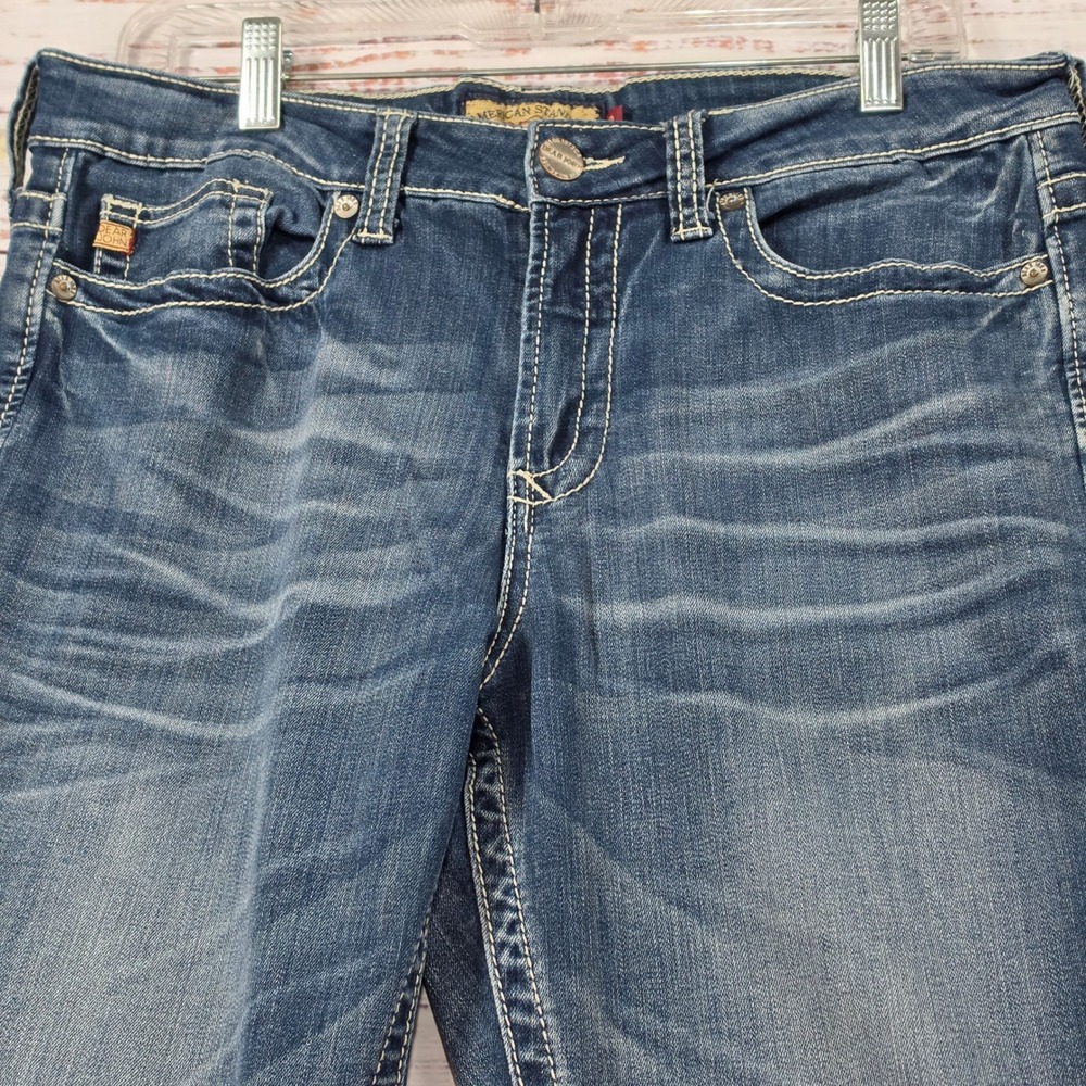 Dear John Jeans Women 32 Blue Excellent Skinny Whiskered Thick Stitch 46-056